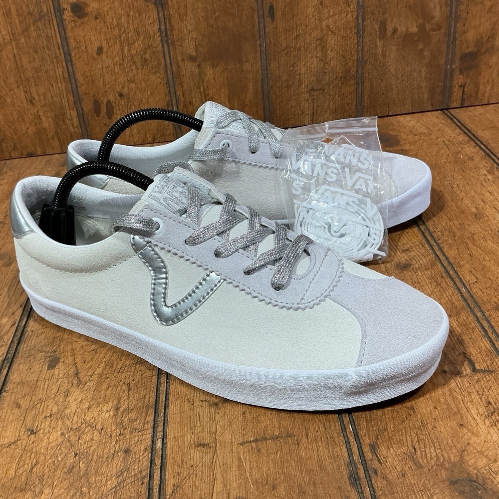 Vans Sport Suede Silver Lace Up Low Top high Shine Sneaker Women's Size 11 NWOB